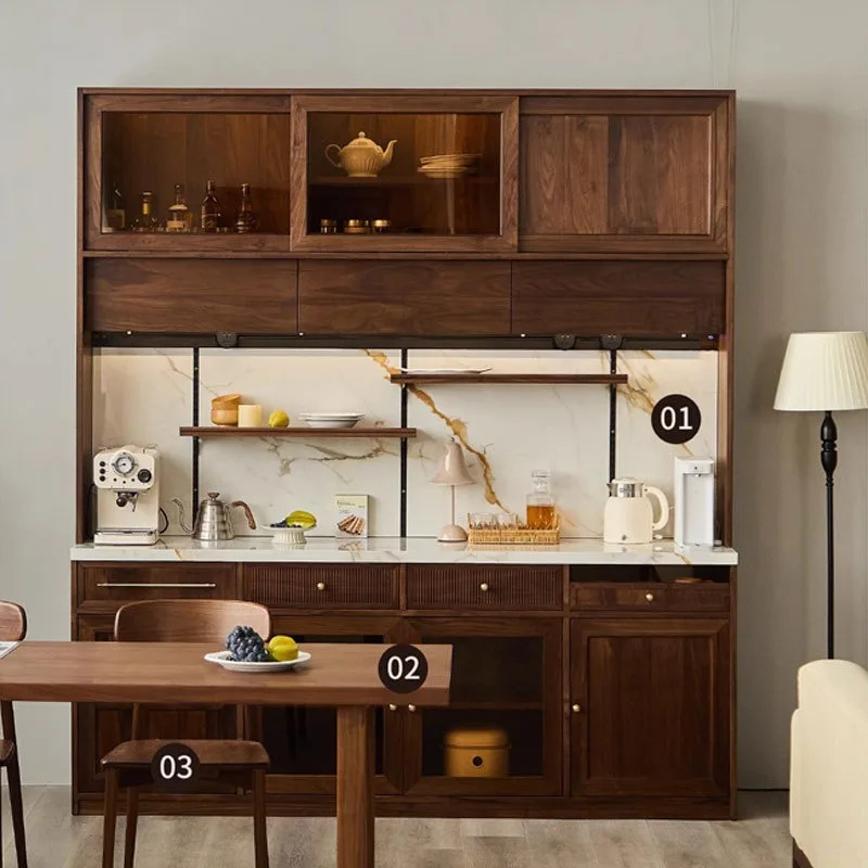 

North American black walnut retro rock slab log cherry wood glass wine cabinet