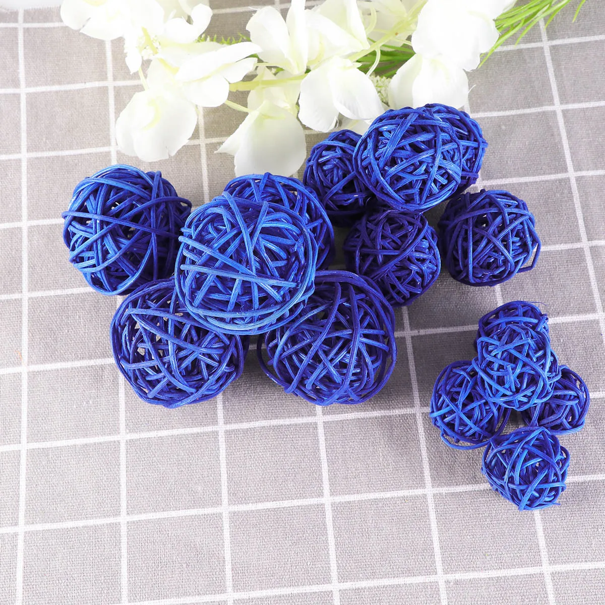 

15Pcs Rattan Ball Decorative Set Dark Blue 3cm 4cm 5cm Wedding Party Christmas Hanging Decoration Craft Ornament