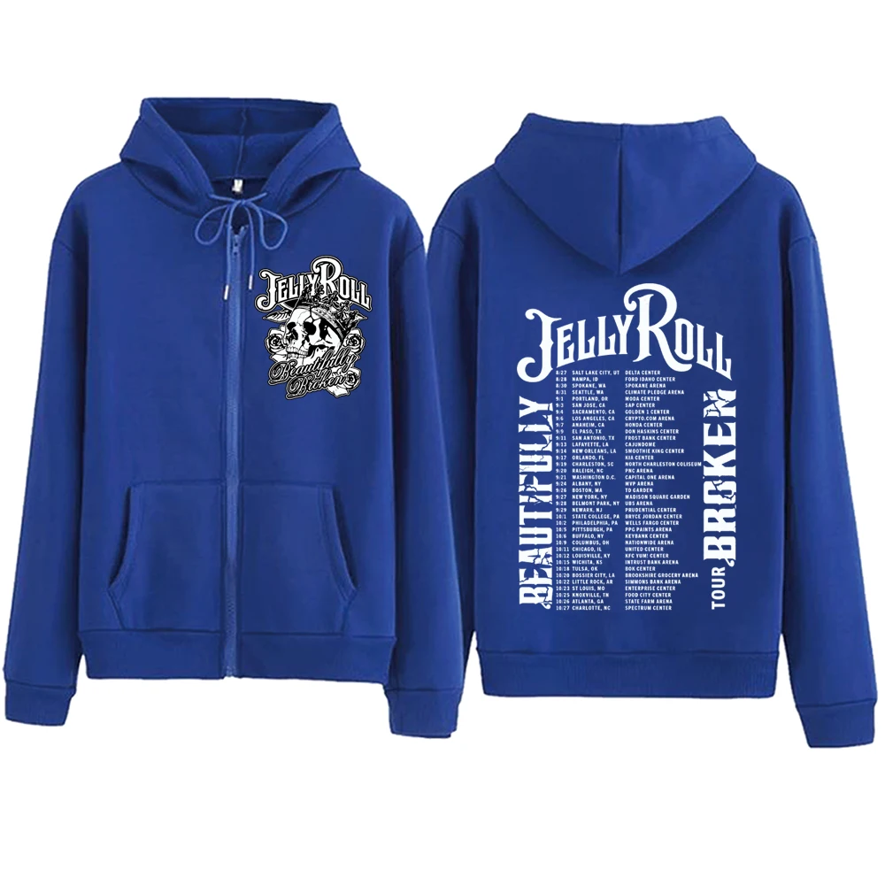 Jelly Roll-Sweat à Capuche avec Fermeture Éclair, Pull Harajuku, Streetwear