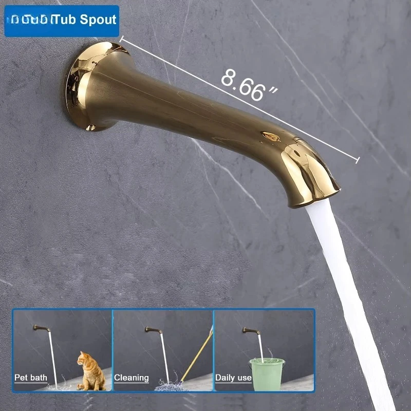 Brass Shower Lamp Set with Hand Sprayer Bath Spray Wall Mounted 8 Shower Faucet Set view 2