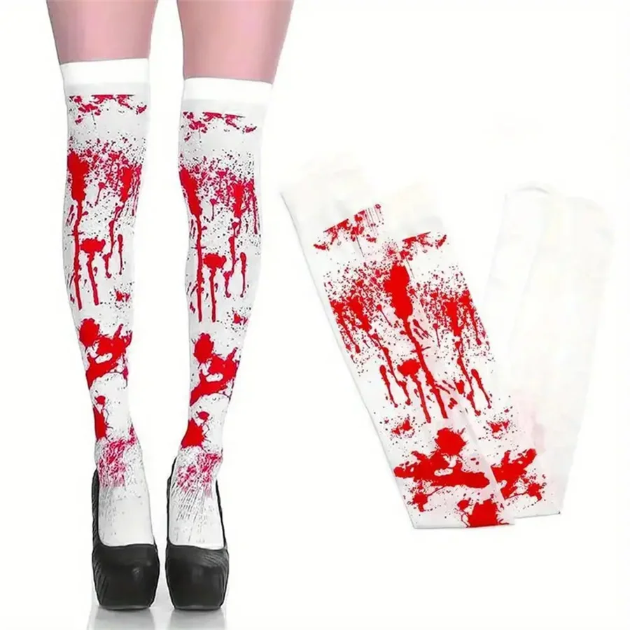 4pcsHalloween New Party Decoration guanti di sangue, calzini stampati con sangue, puntelli per palline di trucco