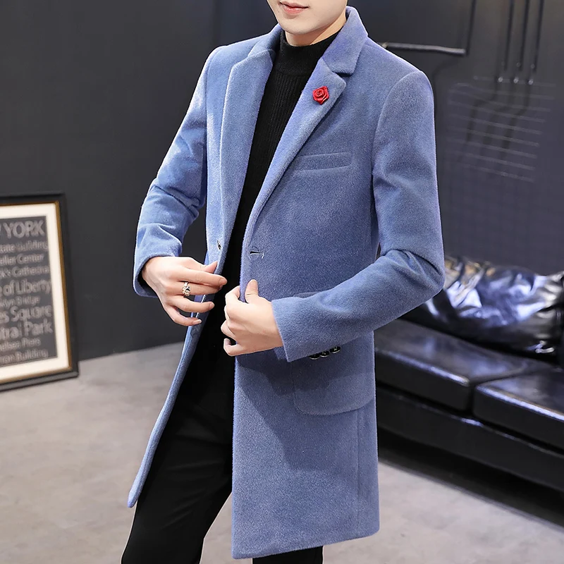 

High-quality men's mink coat, fashionable and cool, versatile for travel, trendy business and casual woolen coat