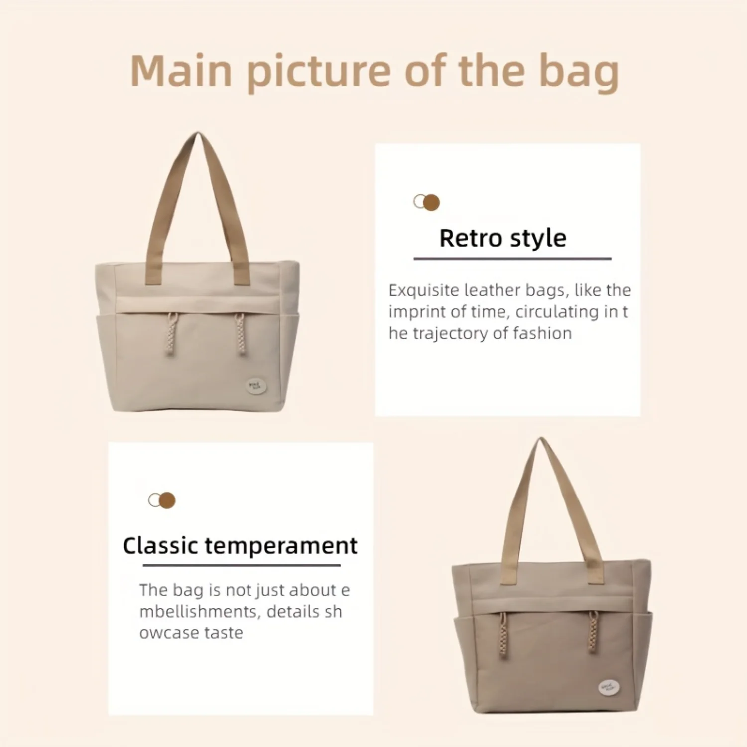 retro fashion handbag, fashionable handbag, shoulder bag, commuting women's casual bag, casual versatile for daily use, leisure