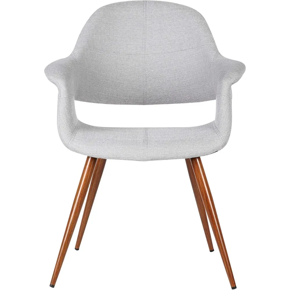 كرسي فيبي حديث من القماش الرمادي في منتصف القرن مع لمسة نهائية من خشب الجوز لتناول الطعام أو المطبخ أو الاستخدام المكتبي #4