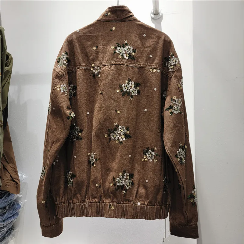 HKSH Women Jacket Fashion Casual High-End Embroidered Flares Sequined Design Chic Vintage Loose Stylish Long Sleeve Coat HK26753