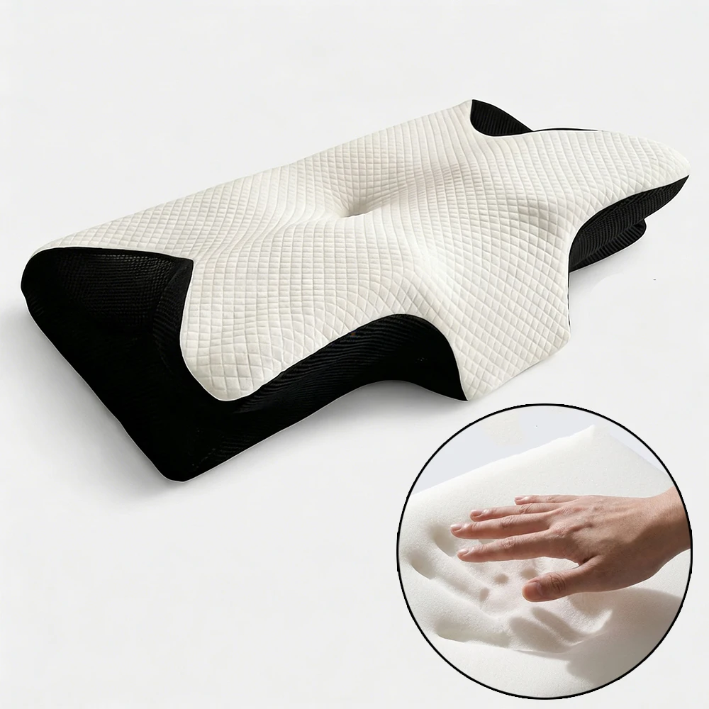 Oreiller cervical en mousse à mémoire de forme à rebond lent, confortable, ergonomique, orthopédique, pour un sommeil profond et un massage cervical