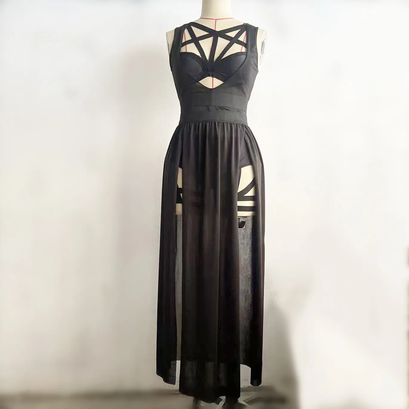 ストリートスタイル レディース ブラジャー ホローアウト ロング丈 チェストパッド付き スモールバスト タンクトップ セクシー バーパフォーマンスウェア