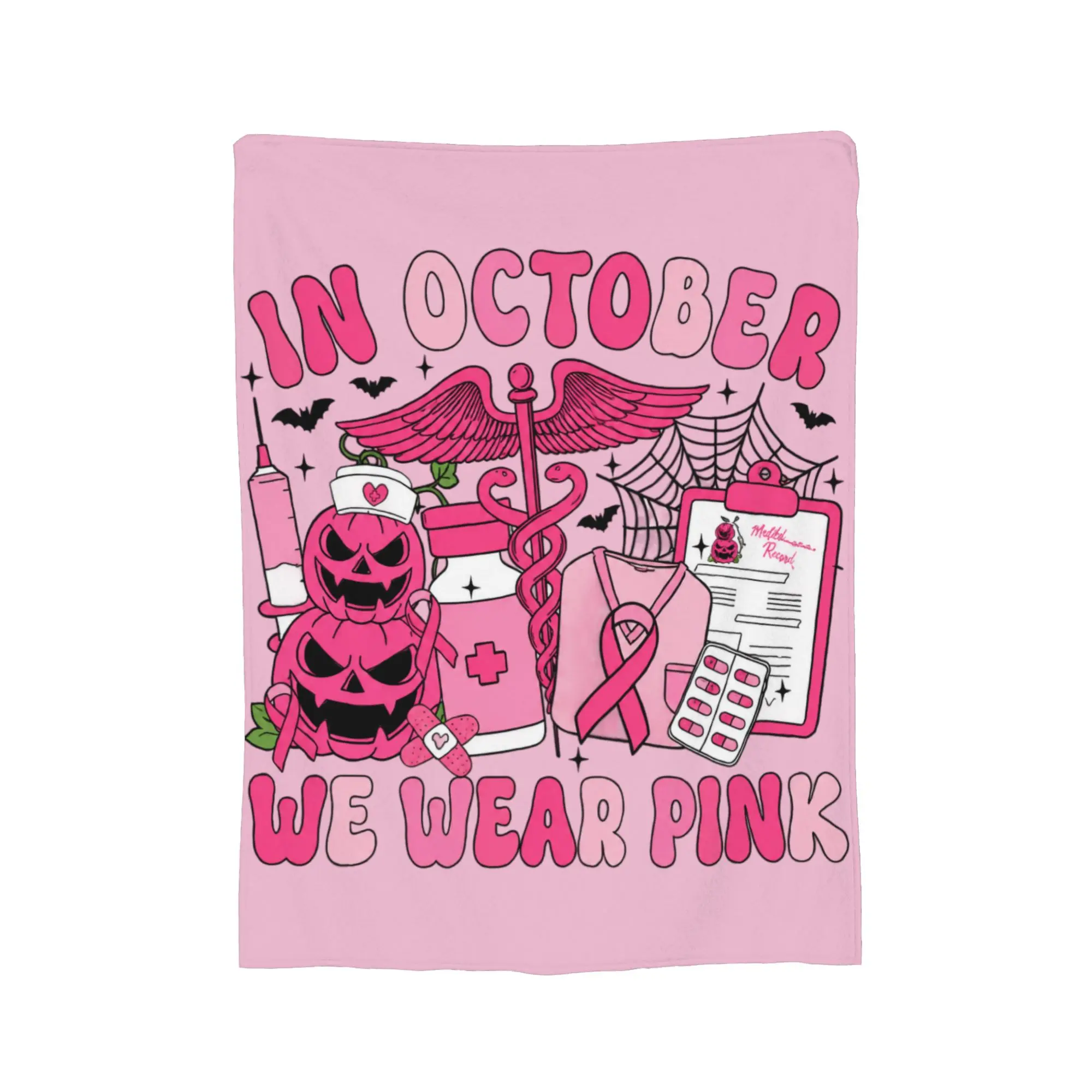 Breast Cancer Awareness Pink Ribbon October Halloween Medical Blanket  Wool Awesome Warm Throw Blankets for Coverlet  Winter