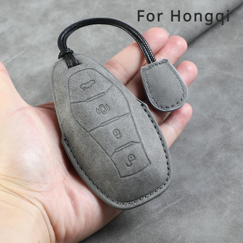 

Leather Car Key Case for FAW Hongqi HS5 H5 H6 H9 HS7 H7 L5 HS3 EH7 HQ9 LS7 E-QM5 E-HS9 S9 SHS7 Car Key Cover Remote Case Keyring