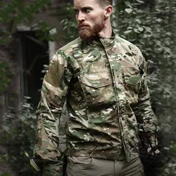 Camicia tattica militare a maniche lunghe da uomo primavera soldati cappotti uniformi camicie Cargo Multi-tasche di alta qualità Camouflage Jakcet