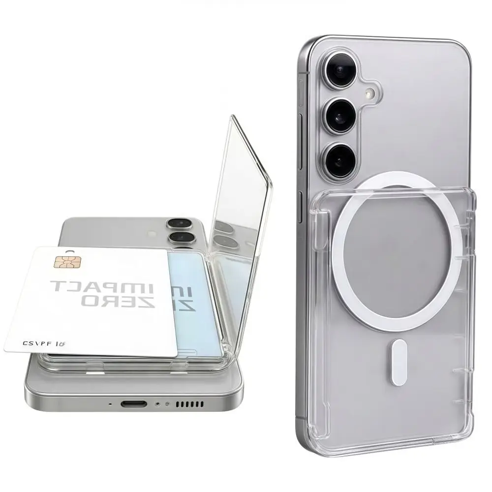 Transparent For MagSafe Card Sleeve Shockproof 2 Card Slots Magnetic Stand Card Holder Detachable Lightweight Wallet Phone Case