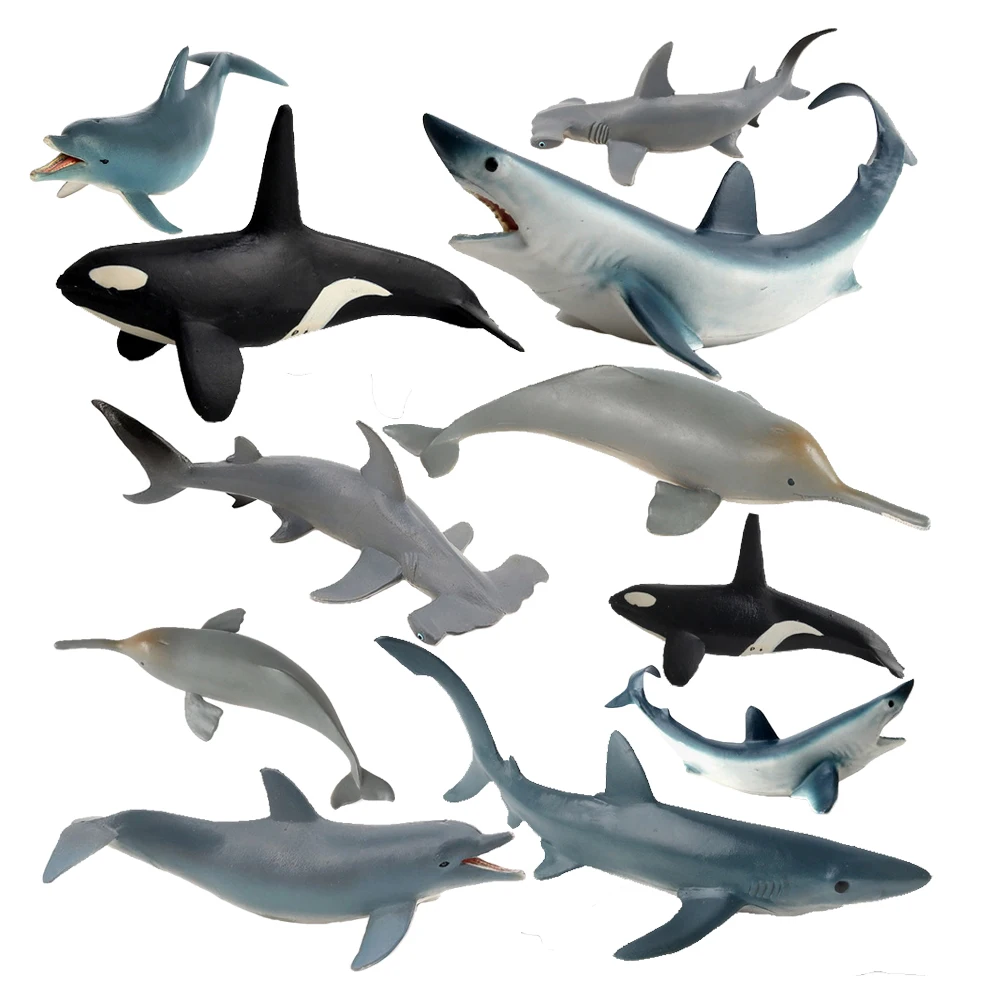 Endangered Marine Animals Figurines Killer Shark Orca Beluga Whale Dolphin Seal Model Action Figure Toy Conservation Awareness