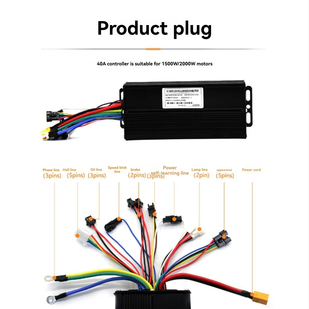

36V 48V 52V 40A Brushless Controller GD02 LCD Display Meter+130X Throttle Kit For Electric Scooter E-Bike Repair Kit