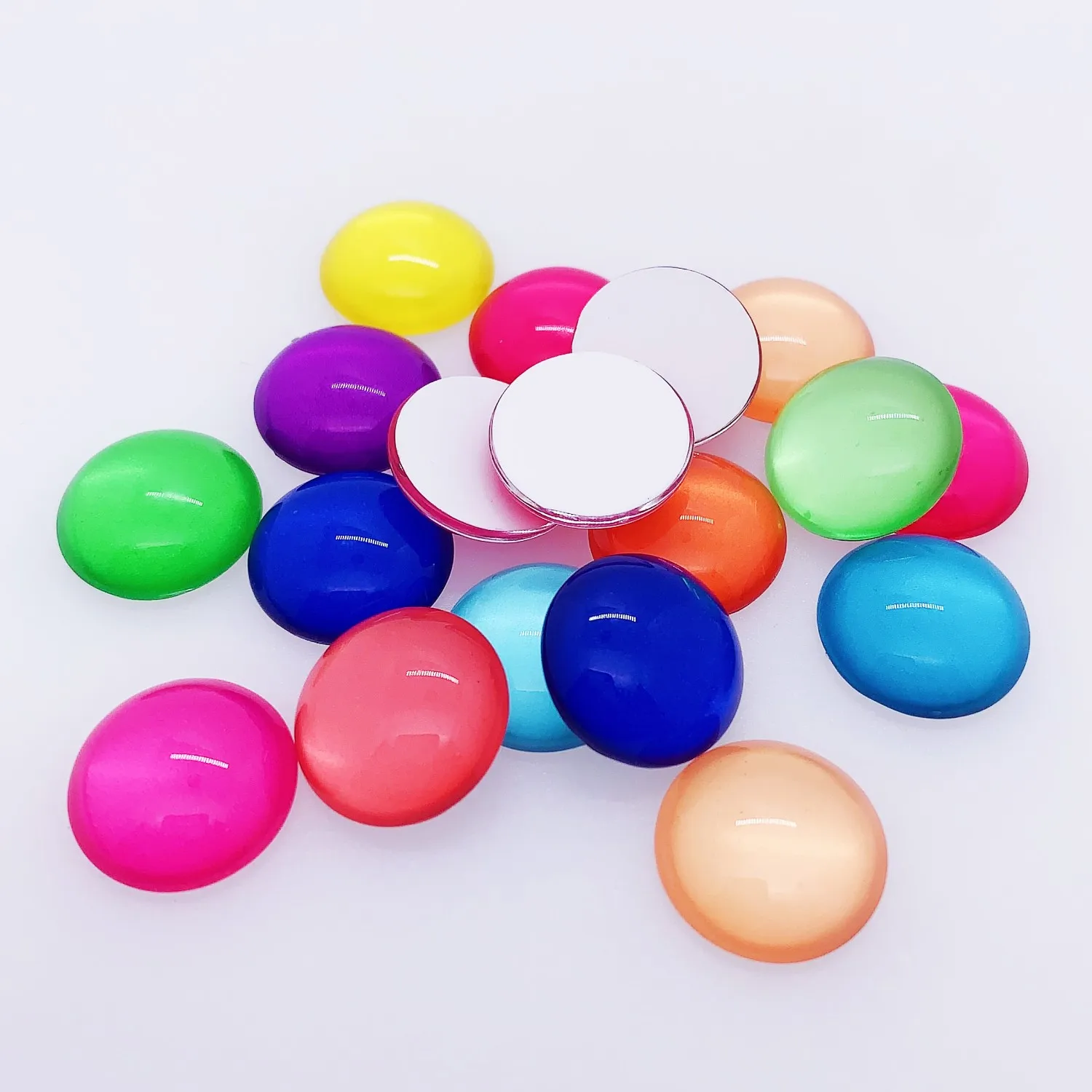 8 10 14 16 18 20 25 30mm Random Mixed Colorful Round Pattern Glass Cabochon Flatback Photo Dome Cameo by Pair
