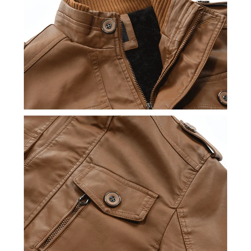 Leather Men's New Autumn and Winter Trend in Long Leather Plus Casual Stand Collar Cross Border Large Size Leather Trench Coat