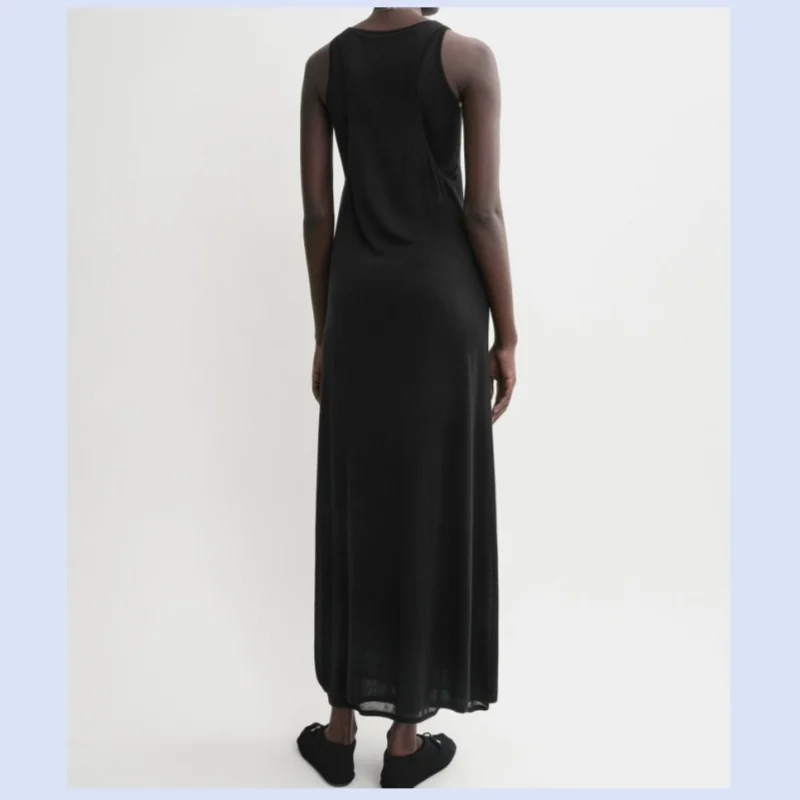 26 year spring/summer new simple, lazy and relaxed double-layer knitted sleeveless vest dress