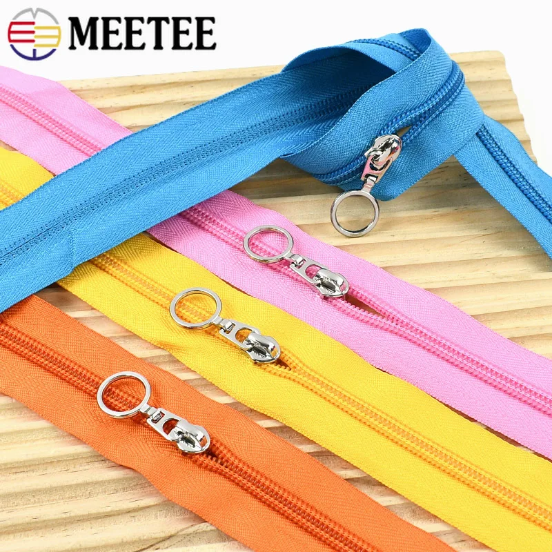 

3/5/8/10M 5# Nylon Zipper +Zippers Sliders Colored Coil Zips Tape Package Closure Clothing Decor Zip Repair Kit Sewing Accessory