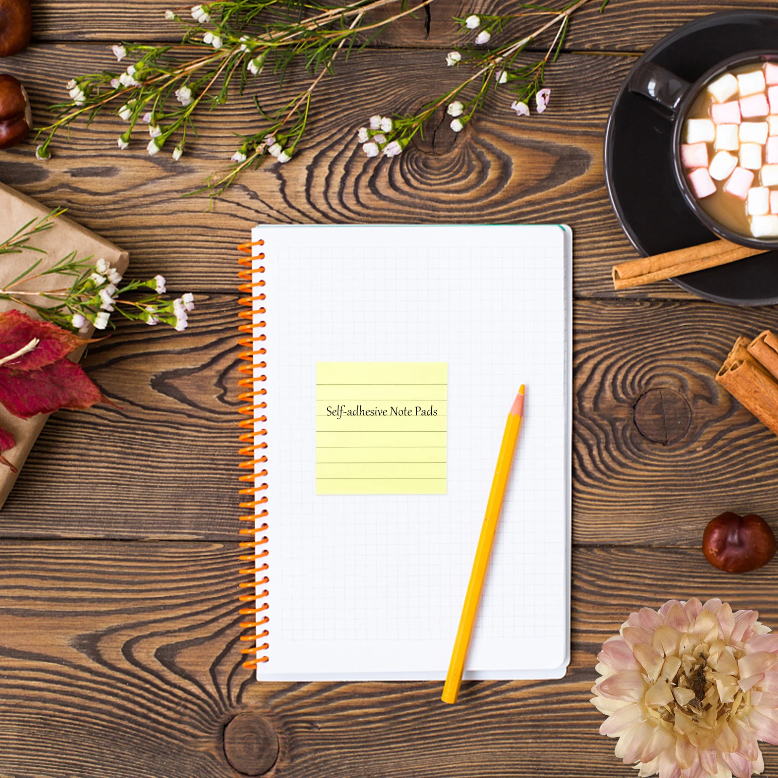 

800 Sheets Fluorescent Lined Self-Adhesive Note Pads Bright Yellow Sticky Memo Notes Office School Home Use Removable Strong