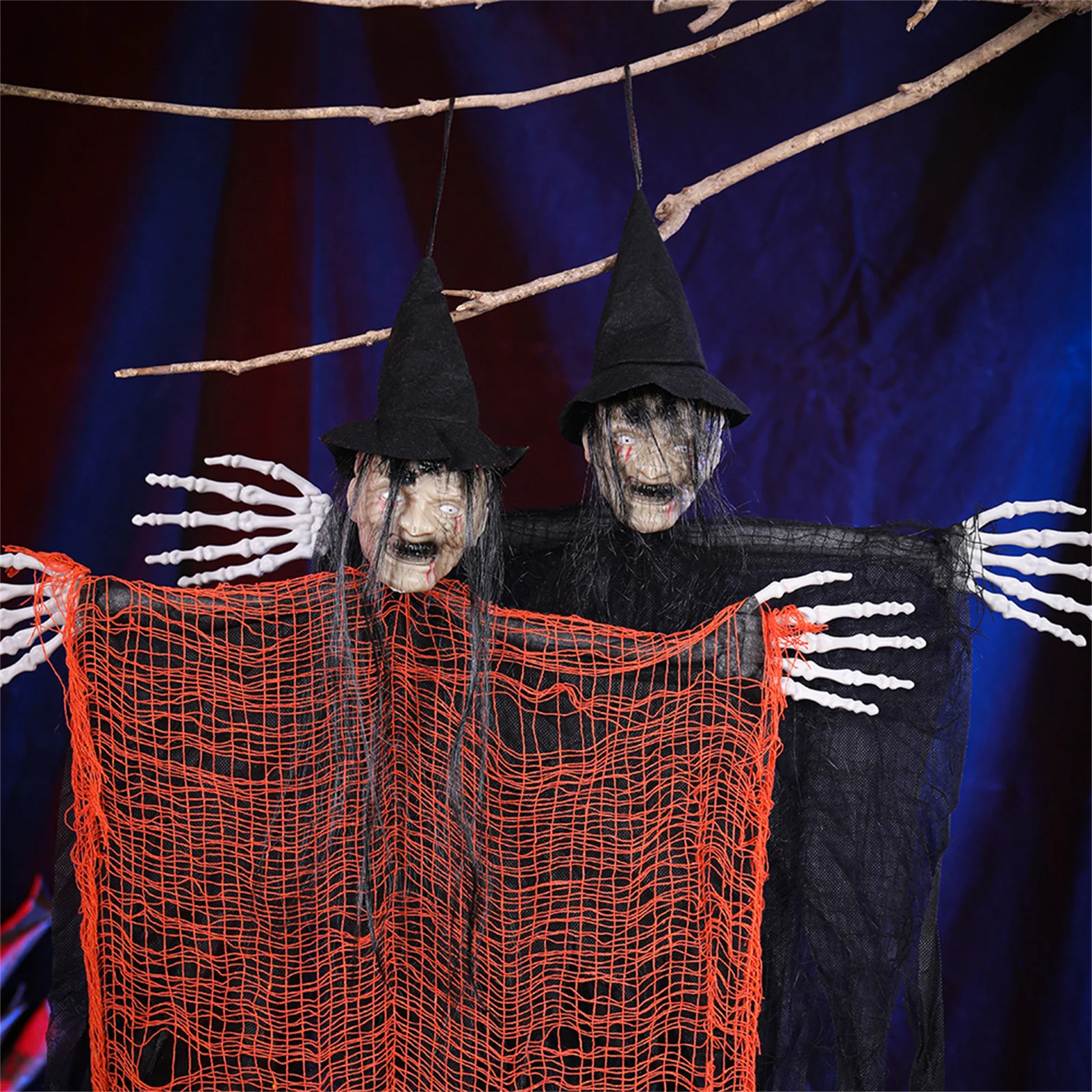 

Halloween Garden Decorations Terrifying Scary Skull Gauze Pendant For Wall Window Tree Branch 2025 Halloween Party Decor Props