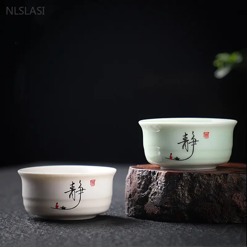 4pcs Chinese Ceramic Teacup Traditional Beauty Tea Set Portable Personal Single Cup Handmade Custom Tea Accessories Tea Cup