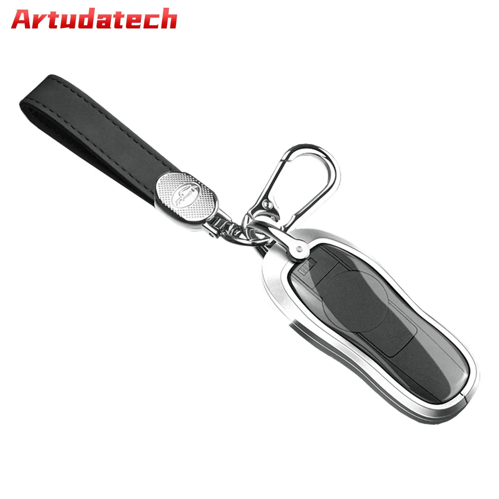 

Artudatech Aluminum Alloy TPU Black Car Key Case Cover With Buckle For Porsche Cayenne 911 No Key Included