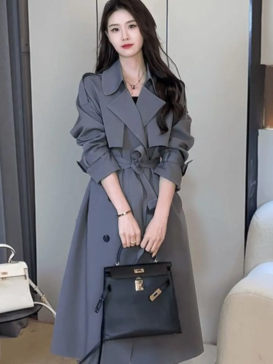 

Elegant British Style Mid-Length Jacket 2026 Spring Season Casual Multi-Piece Set Small Size Casual Chic Windbreaker