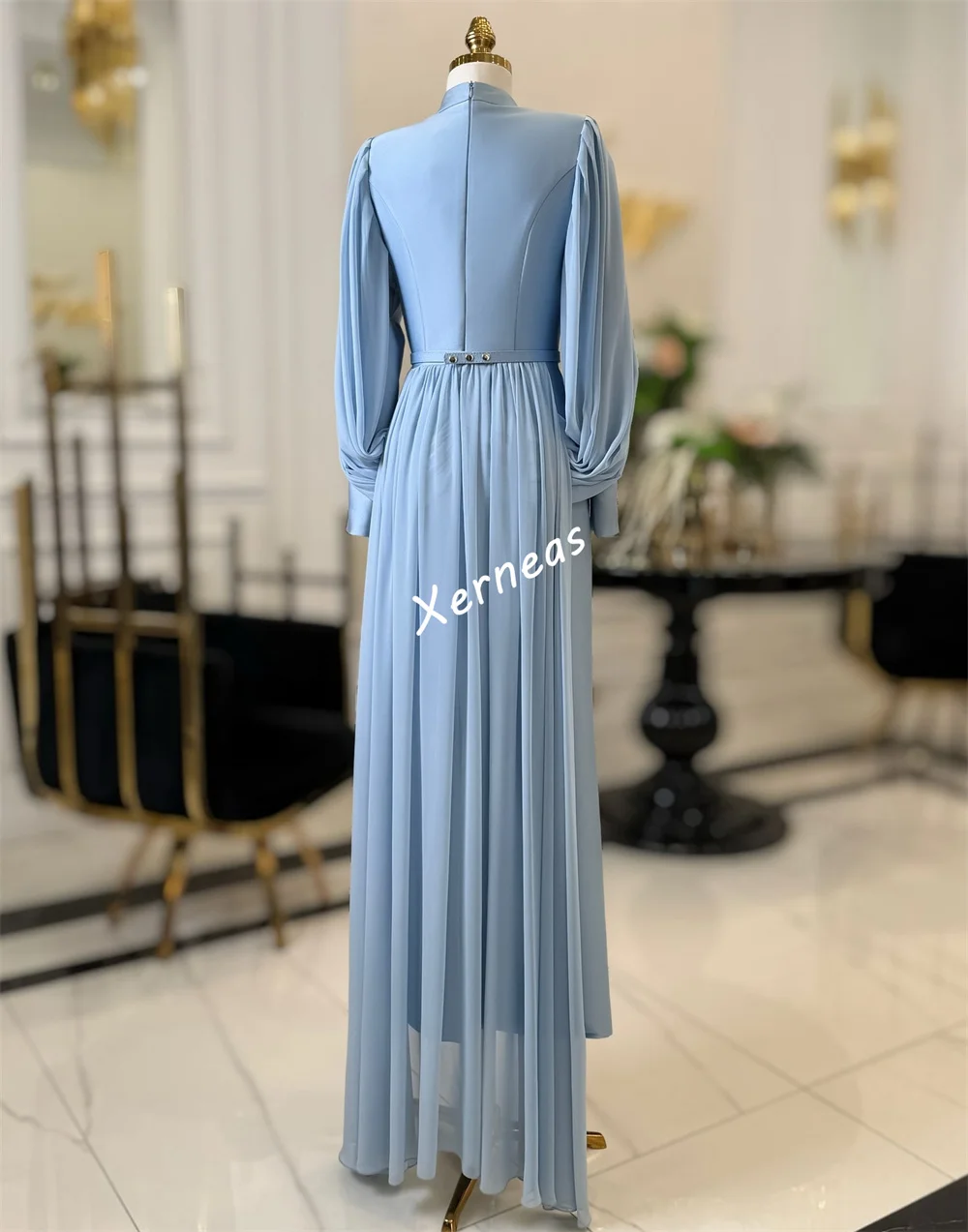Abiti midi con colletto alto e fascia a pieghe in jersey personalizzati Occasioni su misura Donna Elegante abito da sera da sposa per feste Classico