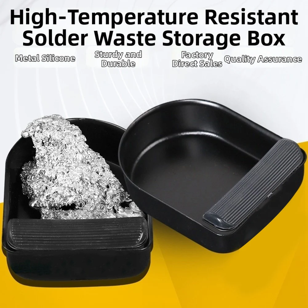 High For Temperature Soldering Iron Tip Cleaner Metal Silicone Anti Static Solder Dross Collection Box For Welding Tool Accessor