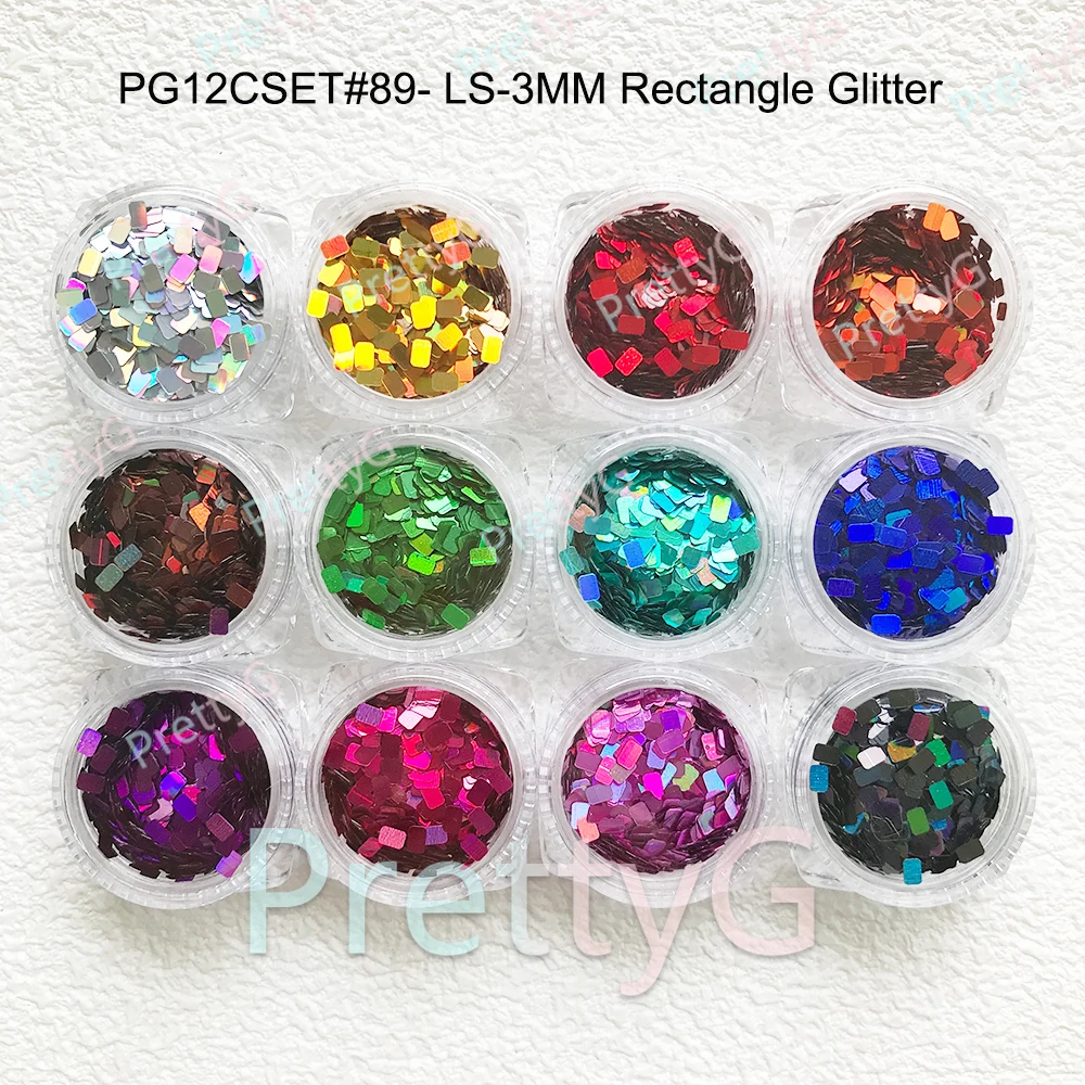 PrettyG 12 Color Set 61-90sets Halloween Christmas Valentine's Holiday Glitter Holographic Sequins for DIY Gel Nail Decoration