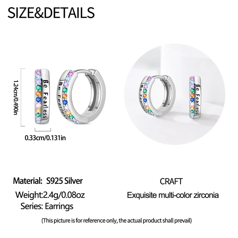 925 Sterling Silver Rainbow Earrings Blue Faith Earrings and Studs For Women Original Pendant Double Hoop DIY Jewelry Gifts