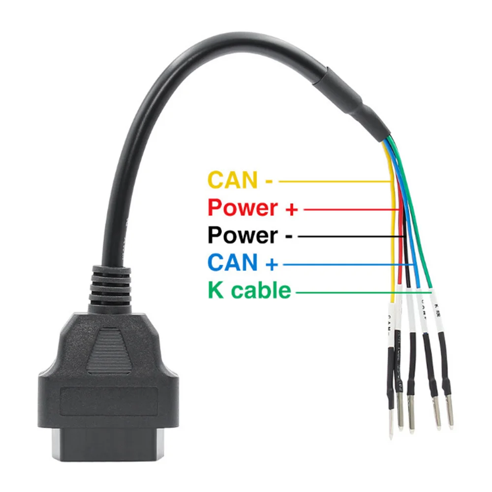 OBD2 Connector Jumper Interface Extension Cable Tool OBDⅡ Male 5PIN Adapter Direct Connection To Female 16Pin Can +- K Line