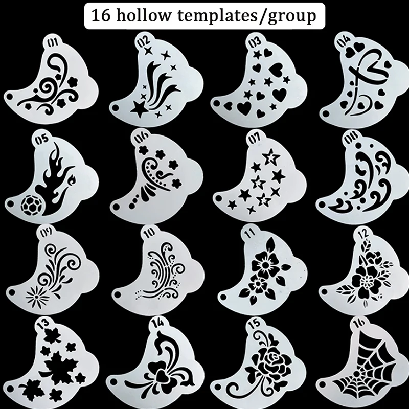 ♥Facial Paint Hollow Tattoo Stencil DIY Hand Drawn Spray Painting Eyebrow Tattoo Template Dance Party Makeup Tools