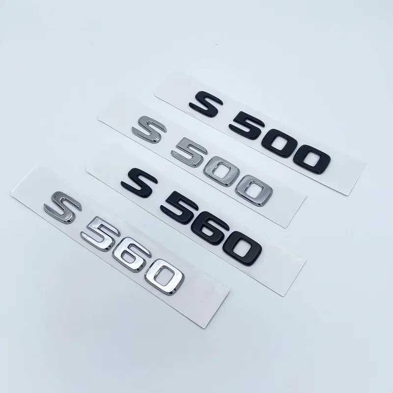 Glossy Black Silver S480 S500 S560 S580 S600 ABS Emblem for Mercedes Benz S W222 W223 Car Side Rear Badge Nameplate Logo Sticker - view 3