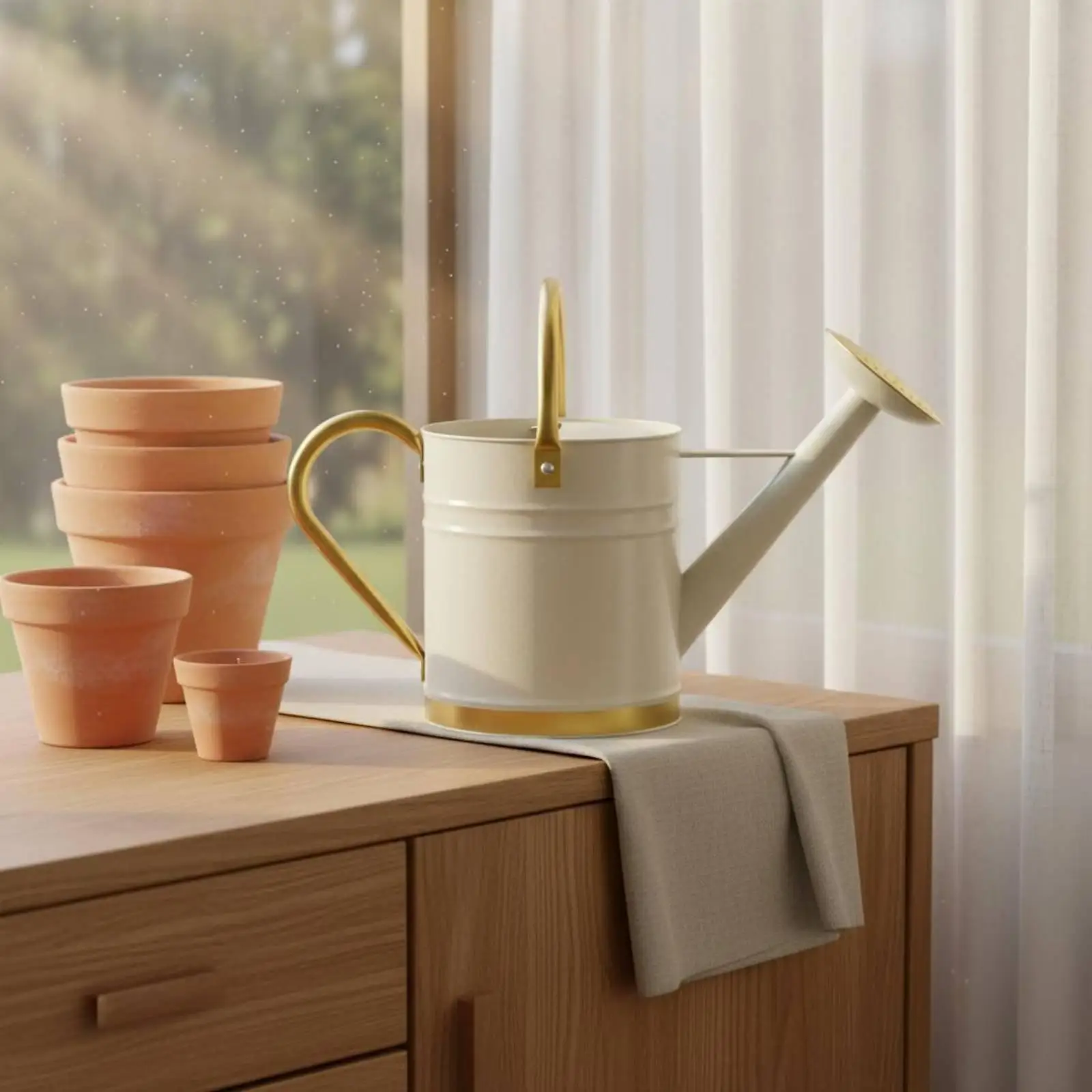Long Spout Watering Can Leak-Proof Metal Watering Pot for Balcony, Office view 5