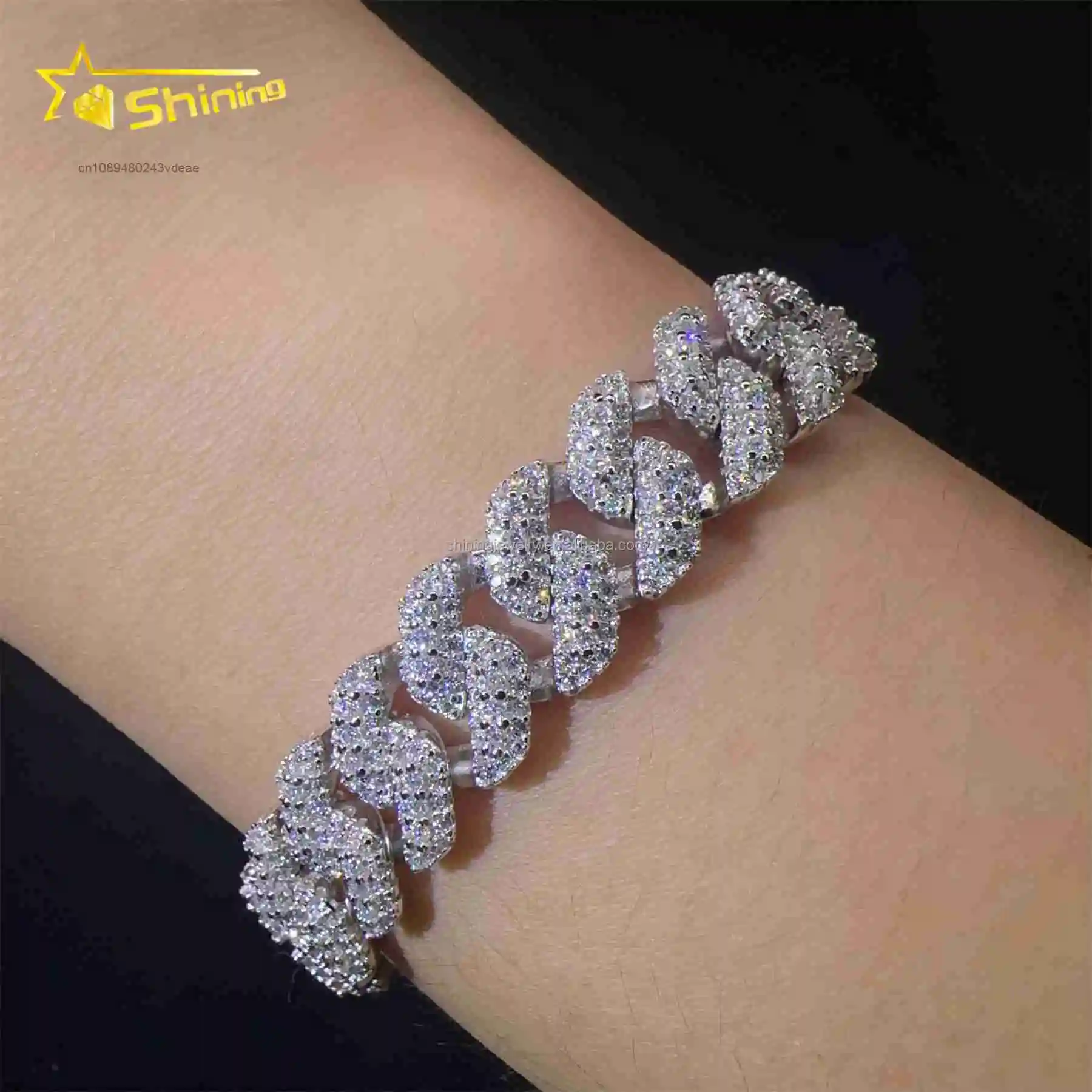 

Fashion Rapper New Arrivals Hip Hop 10mm 2Rows Jewelry VVS1 Moissanite Iced Out GRA Certificate S925 Silver Bracelet Man