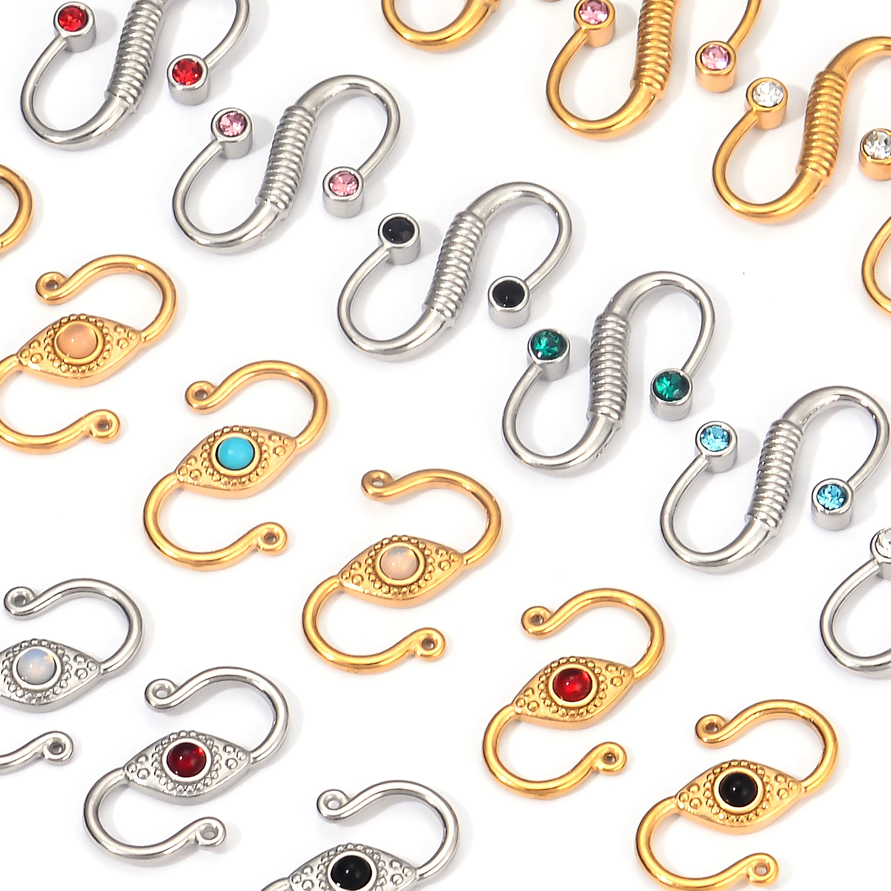 Großhandel 6 Stück Edelstahl Strass S-förmige Verschlüsse Haken Endverschluss Verbinder für Halsketten Armbänder Schmuckherstellung – Detail 2