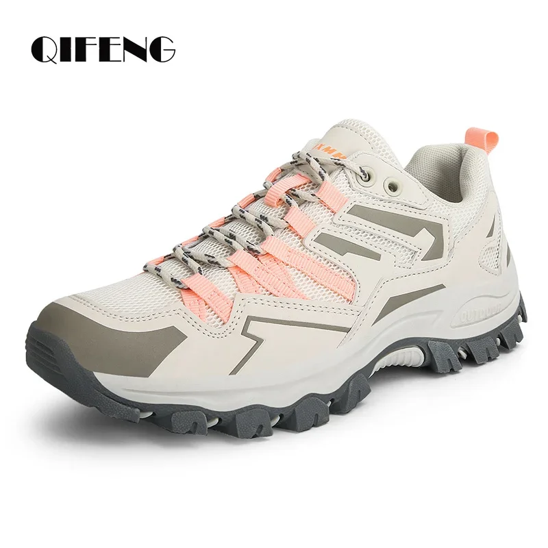 2025 Women Outdoor Casual Shoes Summer Breathable Mesh Hiking Sneakers Female Light Trekking Footwear Flat Fashion Climbing Work