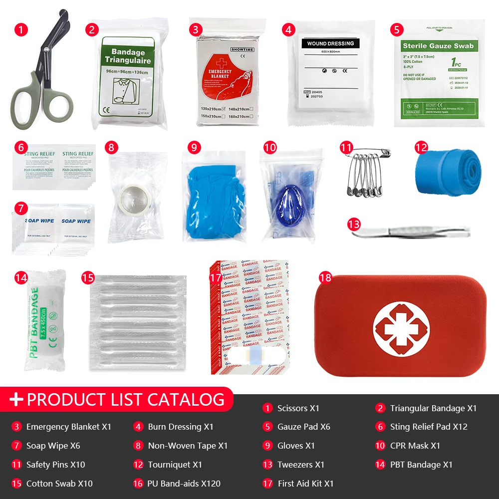 175 Uds bolsa de primeros auxilios médica de emergencia Mini viaje Camping coche Kit de supervivencia de rescate al aire libre estuche de almacenamiento EVA portátil