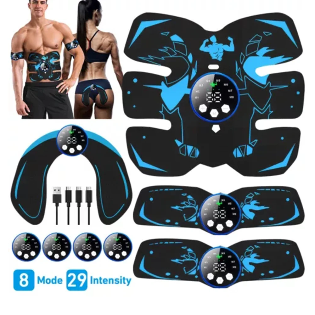 Cinturón quemagrasas inalámbrico recargable por USB, entrenador abdominal EMS y estimulador muscular recargable para abdominales six-pack, fitness en casa