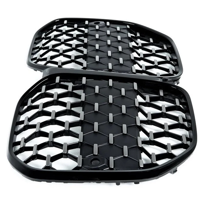 Front Bumper Grill Diamond Kidney Grille Meteor Style For BMW 4 Series G22 430I G82 M4 2021-2022 Racing Grills Silver