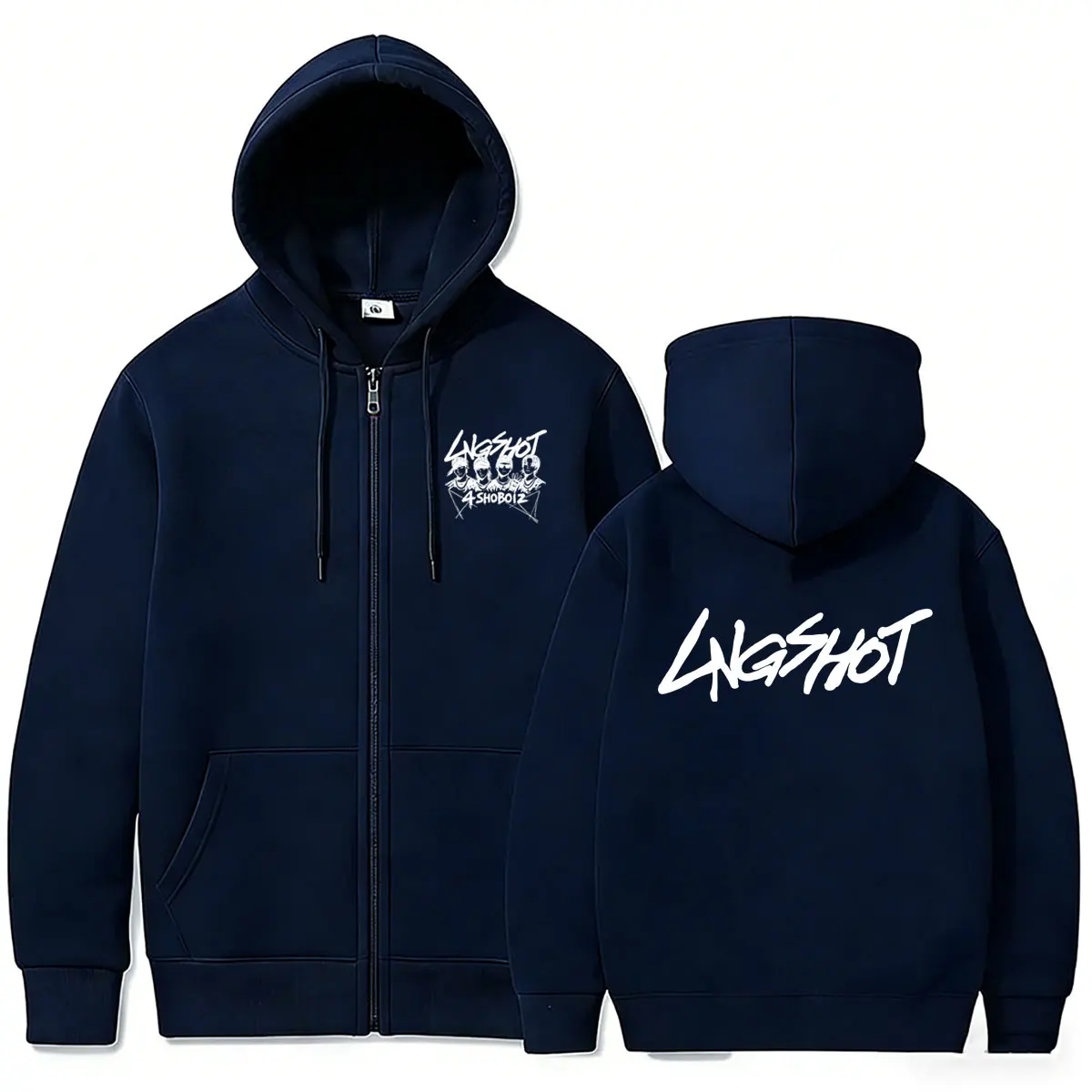 Koreanische Band Jay Park Lngshot Grafik-Reißverschluss-Hoodie 4SHOBOIZ Pop-Musik Zip-Up-Jacke Mantel Herren Damen Kpop Mode Trend Streetwear – Detail 3