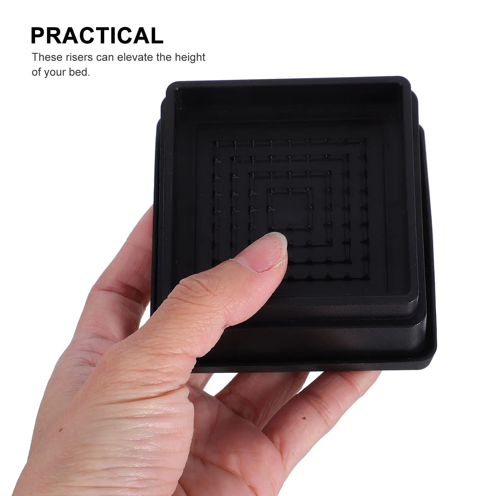4Pcs Non-Slip Rubber Bed Risers Stackable 1 Inch Elevator for Beds Sofas Chairs Tables Furniture Riser Blocks Easy Storage