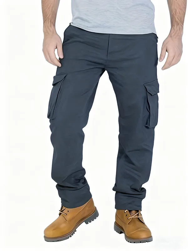 

Новые мужские рабочие брюки 2025 года, мужские свободные прямые повседневные брюки в европейском и американском стиле, мужские карманные брюки для рабочей одежды