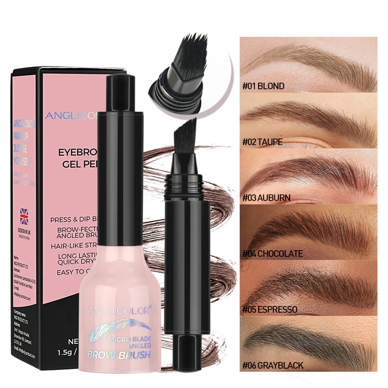 Wild Eyebrow Pencil Square Angled Brush Velvet 3D Brow Dye Cream Hairline Anti-smudge Waterproof Multifunction Eyebrow Tint Pen