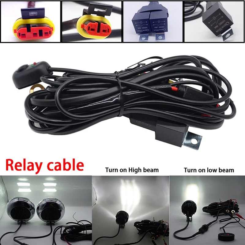 Offroad LED Work Light Bar 6FT Wiring Harness Push Button Switch 12V40A Off Road Vehicle Boats Ship Car Cable Wiring Harness Kit