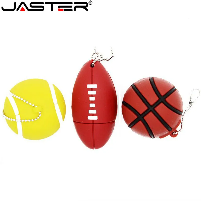 جاستر USB فلاش حملة الرجبي USB 2.0 كرة السلة القلم محرك تنس الذاكرة عصا الرياضة الكرة 8GB 16GB 32GB 64GB USB stisk هدية