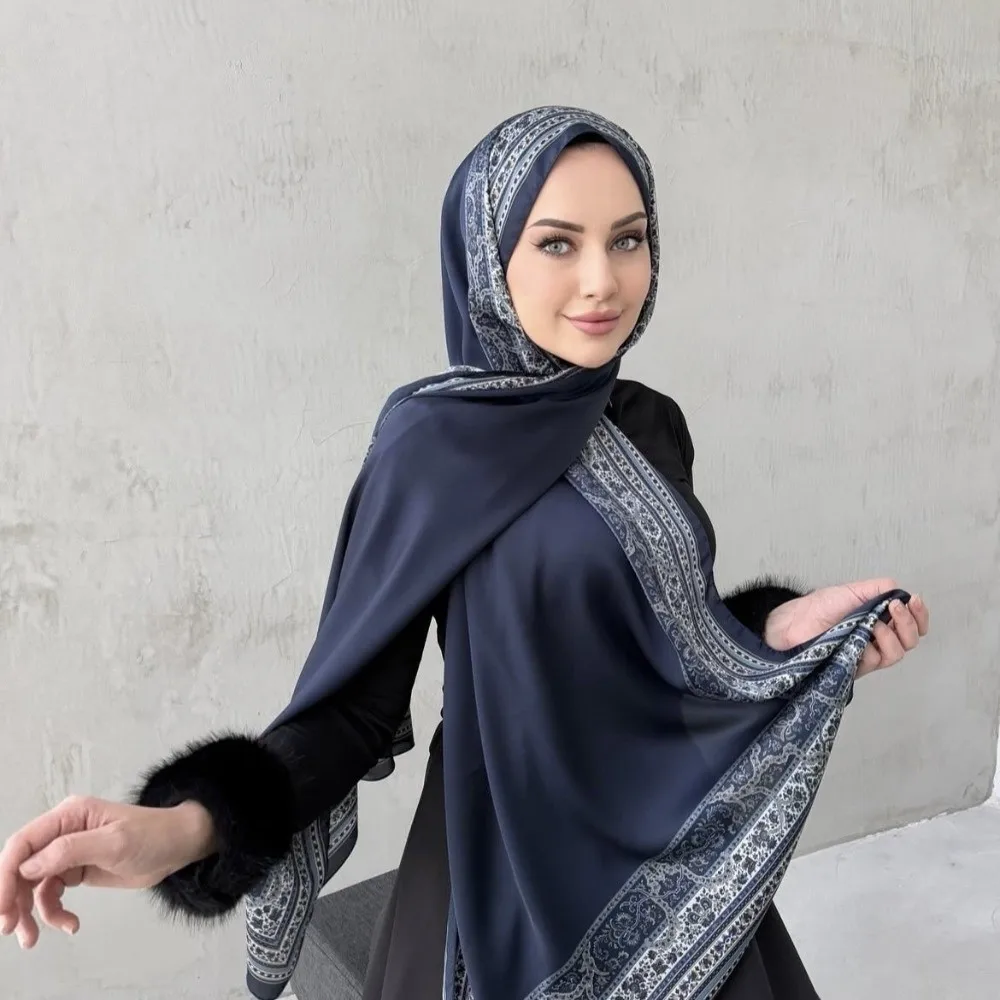 

Fashion Chiffon Ethnic Style Scarf Print Thin Islamic Turban 70*170cm Long Wraps Shawl Daily