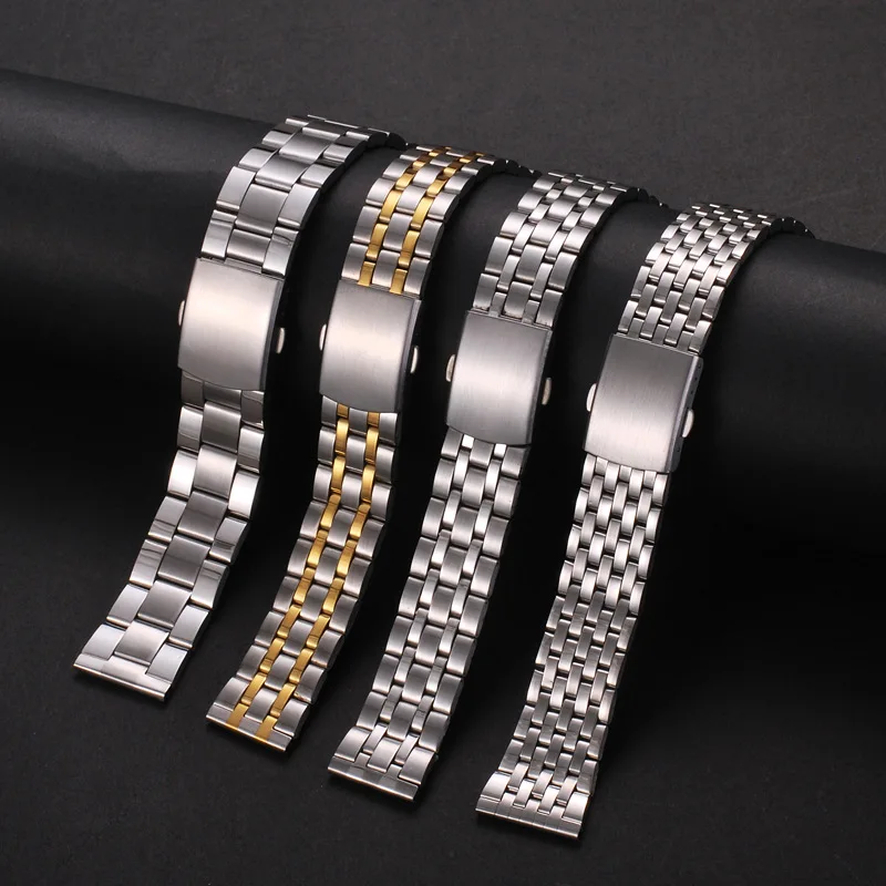 18mm 20mm 22mm Stainless Steel Watch Band Light Weight Watchband Wrist Strap Gold Silver Bracelet Butterfly Clasps Buckle image 4