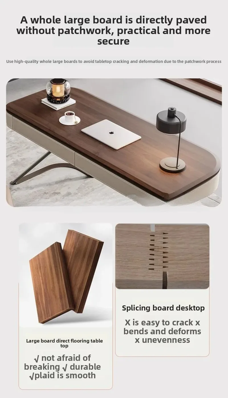 Office Table, Walnut Desk, Office Desk and Chair Set, Retro Walnut Wood Veneer, Computer Desk, Italian Executive Office Desk Set