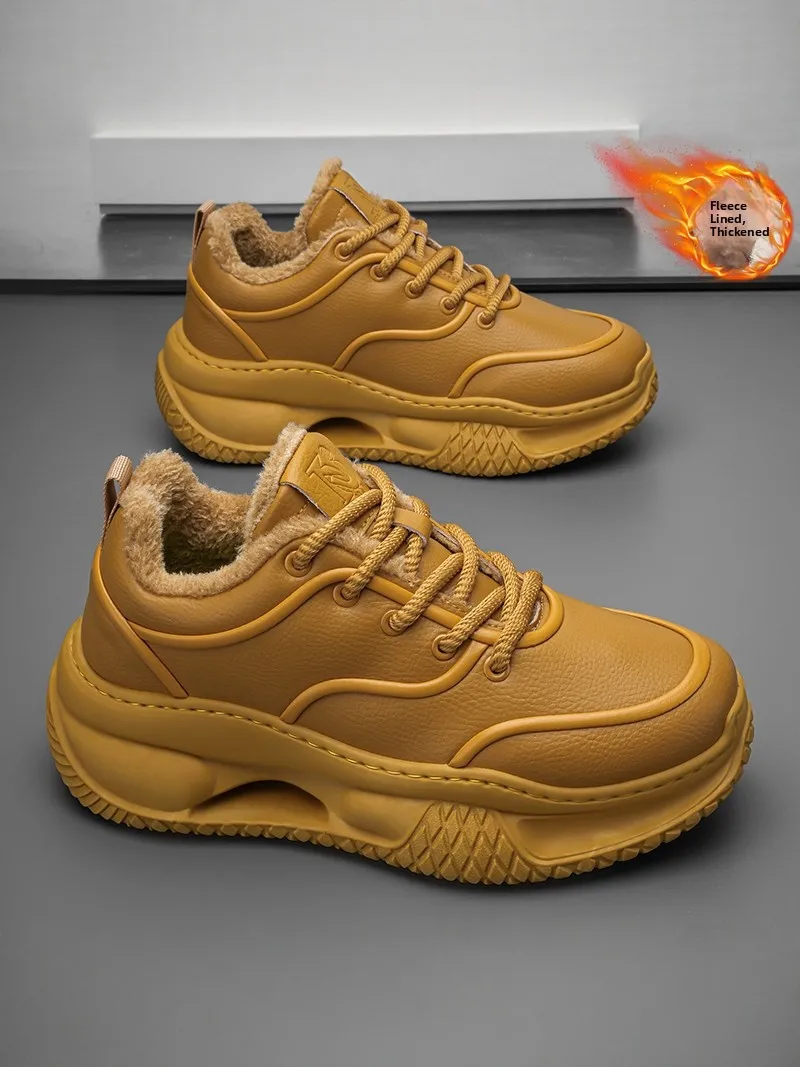 

Men's Winter Fleece Lined Running Shoes Casual Sporty Dad Sneakers Thick Bottomed Warm Cotton Shoes for Daily Wear